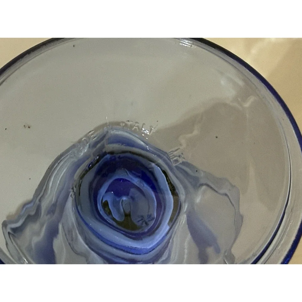 Vintage Bormioli Rocco‎ Fidenza Primavera Sapphire Blue Glass Dessert Bowl Italy